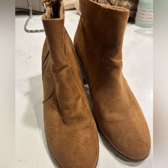 Bershka Shoes - Bershka Camel Suede Boots With Zippers